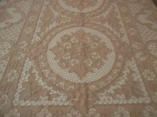 Antique Vintage Very Large Crocheted Lace Tablecloth 2