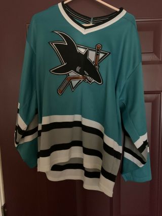 Vintage San Jose Sharks Teal Ccm Jersey - Mens Large Nhl Hockey Jersey