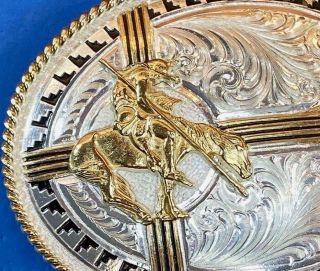 Montana Silversmiths Western Belt Buckle Jockey Riding Horse? Shows With Stick?