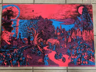 Vintage 1971 Black Light Poster “anarchy In The Streets” Lsd 34x23 Psychedelic
