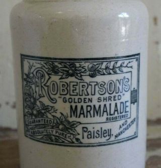 Large Antique Vintage ROBERTSON ' S Marmalade Stoneware Crock Jar Scotland 2