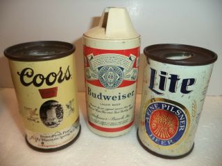 Beer Can Tin Metal Lighter Holders Bud Coors Lite Mini Beer Cans Vintage