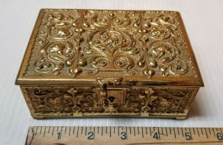 Antique Art Nouveau Bronze Small Jewelry / Trinket Box No Key