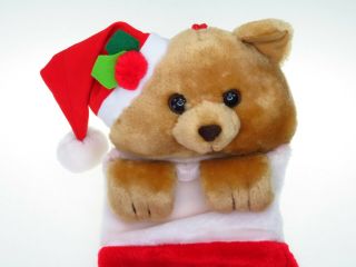 Russ Teddy Bear Stocking Plush Head 3d Paw Vintage Christmas Bag Stuffed Animal