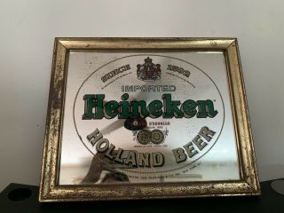 Vintage Heineken Holland Beer Bar Sign Mirror 14x16