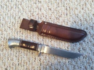 Vintage Western Usa W36 Hunting Knife With Leather Sheath