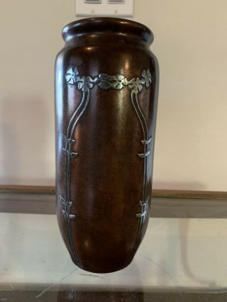 Heintz Sterling On Bronze Art Nouveau Vase C1913