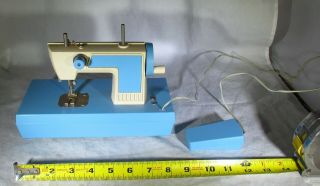 Vintage Battery Op.  Toy Sewing Machine W/ Foot Pedal - Made In Japan - Not