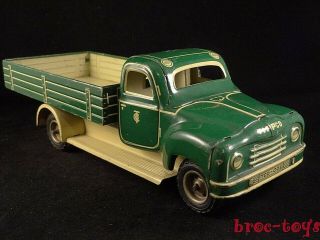 Vintage Tin Toy Pick Up Trailer Truck Tippco Us Zone Germany 1950s Tco - 003