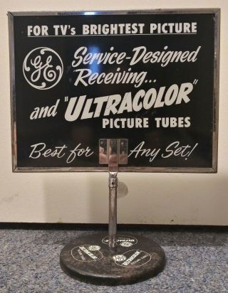 Vintage Ge Ultracolor Tv Television Picture Tubes Metal Advertising Sign Display