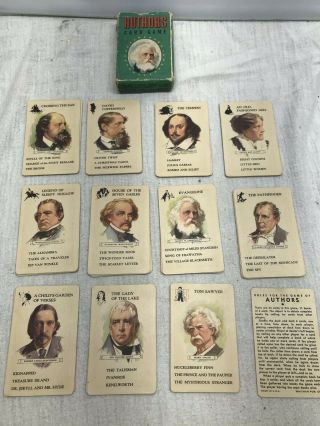 Vintage Whitman Authors Card Game Twain Alcott Dickens Complete Set