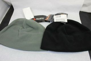 2 Polartec Micro Fleece Caps 1 Sage Green And 1 Black W/tags