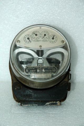 Antique General Electric Service Watthour Meter 5 Amps 110v Type I - 16