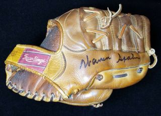 1950s Warren Spahn Autographed Rawlings Wsp Vtg Baseball Glove Mitt Psa/dna Pre -