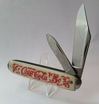 Vintage Drink Coca Cola Coke 5 Cents Usa 2 Blade Folding Pocket Knife