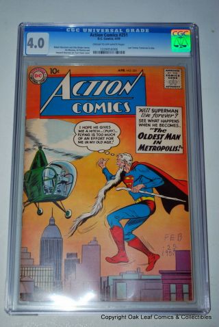 Action 251 Superman Cgc 4.  0 Graded Golden Age Comic Book 1959.  Old Man Superman