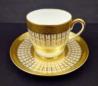 Antique Cauldon English Demitasse Cup & Saucer Ornately Gilded
