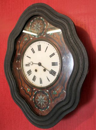 Antique Wall Clock French Clock Oeil De Boeuf Wall Clock With Mother - Of - Pearl