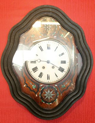 Antique Wall Clock French Clock Oeil de Boeuf Wall Clock with mother - of - pearl 2