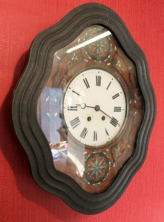 Antique Wall Clock French Clock Oeil de Boeuf Wall Clock with mother - of - pearl 3