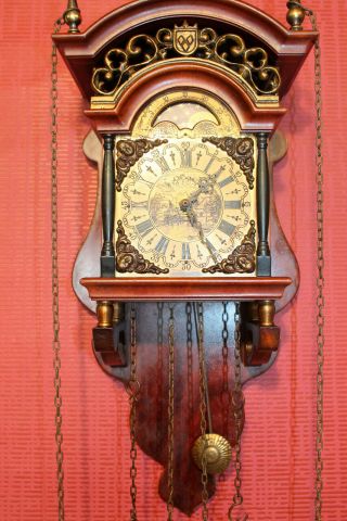 Old Wall Clock Vintage Dutch Friesian Saarlande Moonphase John Warmink