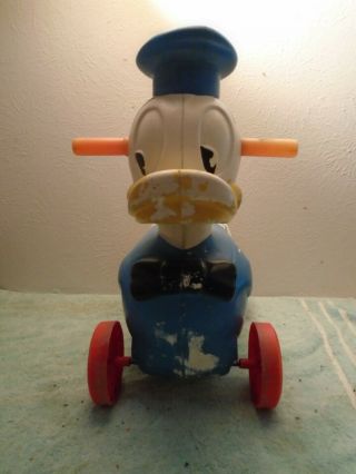 Vintage 1962 Louis Marx Ride On Donald Duck Walt Disney Quack Toy 4 Wheel Rare