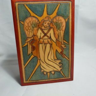 Angel On The Cover Of A Vintage Wood Trinket Box - Made In Poland -