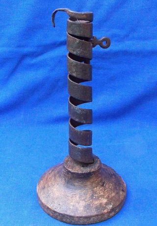 18th Century French Wrought Iron & Treen Helical Courting Candlestick Circa 1780