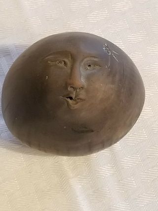 Vintage Spirit Rattle,  Hand Made Face Art Pottery