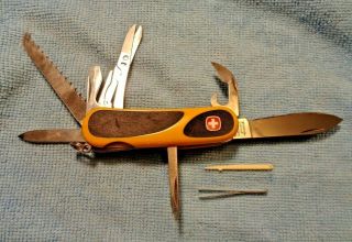 Wenger Delemont Swiss Army Knife Yellow Evo Grip Handyman Phillilps Scissors Saw