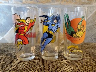 Pepsi Collector Series Glass Batman (1966) Aquaman & Shazam (1978)