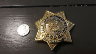Vtg Obsolete California Highway Patrol Badge Photographer Movie