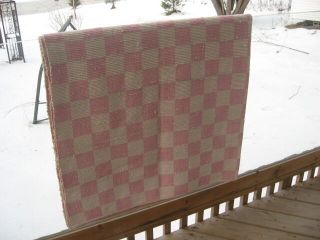 W4 Vtg Hand Made Blanket Throws Rag Woven Catalogne Cotton Material 67 " X 90 "