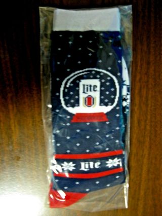 Miller Lite Beer Ugly Christmas Holiday Snow Globe Reindeer Socks - In Bag