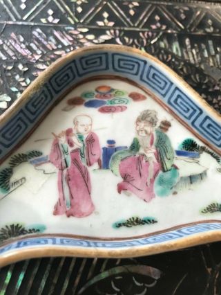 Rare Antique Chinese Porcelain Plate Tray Bowl Holder Qing Dynasty Scholar Art A
