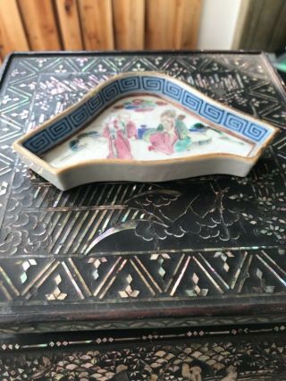 Rare antique Chinese porcelain plate tray bowl holder Qing dynasty scholar art A 2