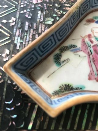 Rare antique Chinese porcelain plate tray bowl holder Qing dynasty scholar art A 3
