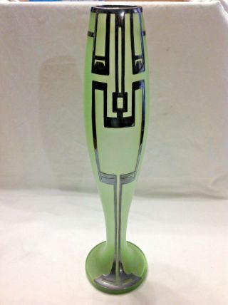 Unique Art Deco Vase With Silver Overlay Modern Art Nouveau Rare