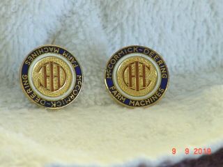 (2) Round Ihc International Mccormick Deering Logo Pins