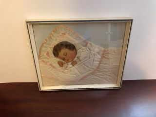 Vintage Victorian Mourning Photo Baby W/Real Hair Lace Satin Blanket Girl 3