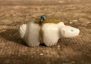 Collectible Native American Zuni Alabaster Bear Fetish By Peter Gasper Signed