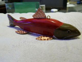 Jay McEvers Fish Decoy Lure Fishing Folk Art carved Wood Rod Ice spearing tackle 3