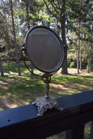 Antique Victorian Swivel Tilt Vanity Self Standing Dresser Mirror Beveled Glass