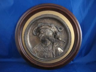 Gustav Grohe Relief Antique Brass Plaque Signed And Framed