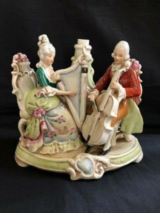 Antique German Gdr Porcelain Figurine Musicians.  Marked Bottom