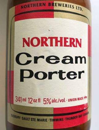 Vtg Northern Cream Porter Stubby Beer Bottle 12oz Brown Canada Cap Label 70s 80s
