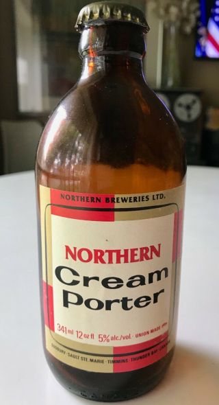 Vtg NORTHERN CREAM PORTER Stubby BEER BOTTLE 12oz Brown CANADA Cap Label 70s 80s 2