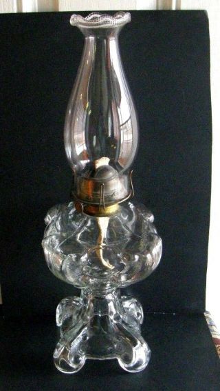 1877 Pat: Victorian Era Glass Kerosene Lamp Shell Pattern? Extra