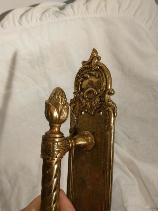 Vintage Antique Heavy Brass Victorian Ornate Door Pull Handle 2