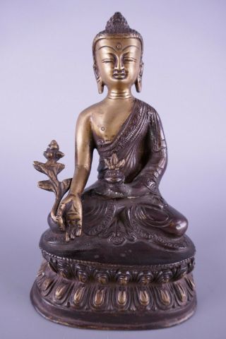Fine Old Chinese Tibetan 20th Century Bronze Buddha Scholar Work Of Art
